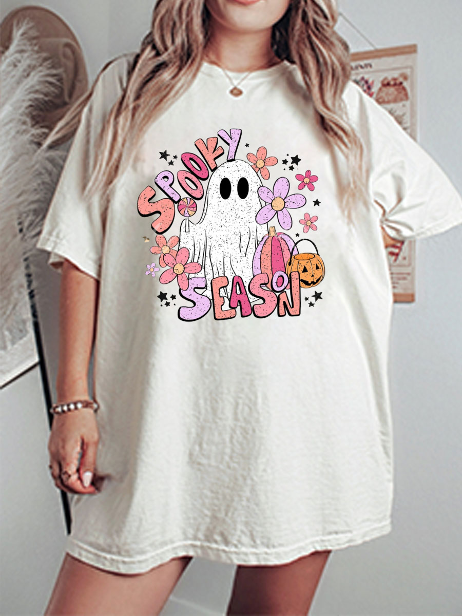 Vintage Spooky Season Png-Halloween Sublimation Oversize Graphic Tee