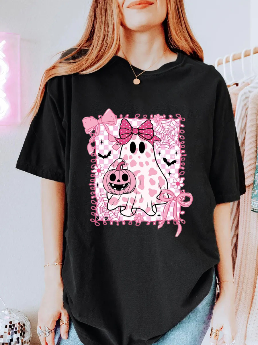 Vintage Preppy Cute Ghost Oversize Graphic Tee
