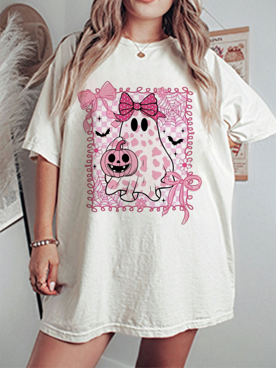 Vintage Preppy Cute Ghost Oversize Graphic Tee