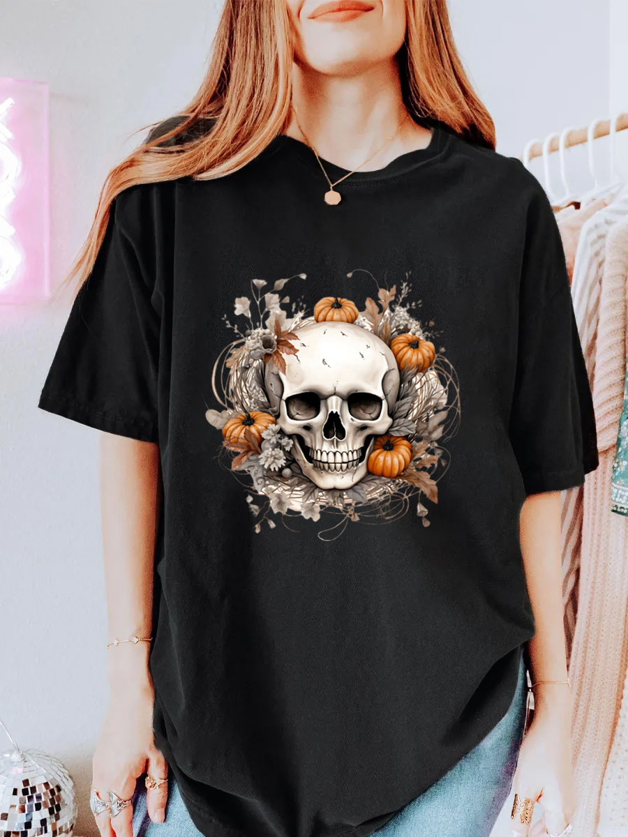 Vintage Pumpkins, Leaves Oversize Graphic Tee