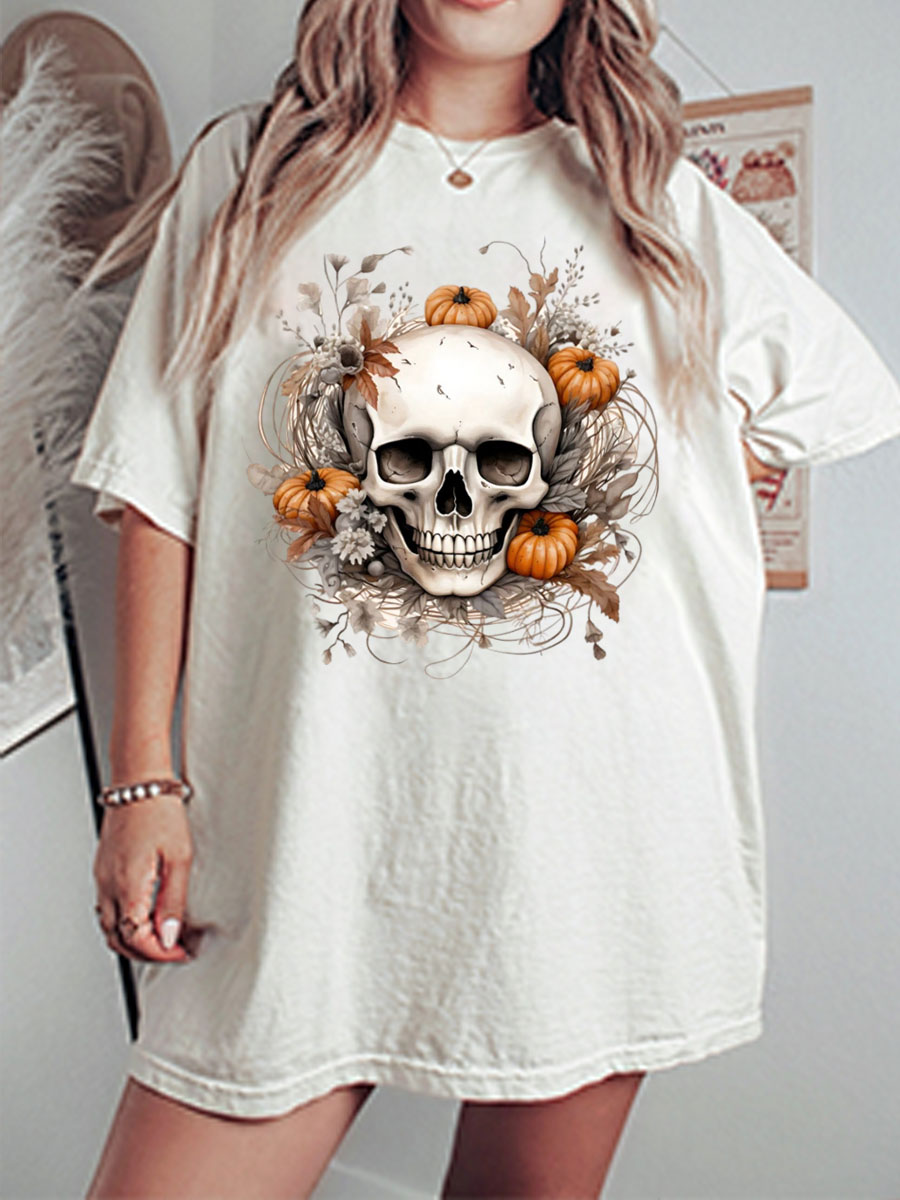 Vintage Pumpkins, Leaves Oversize Graphic Tee