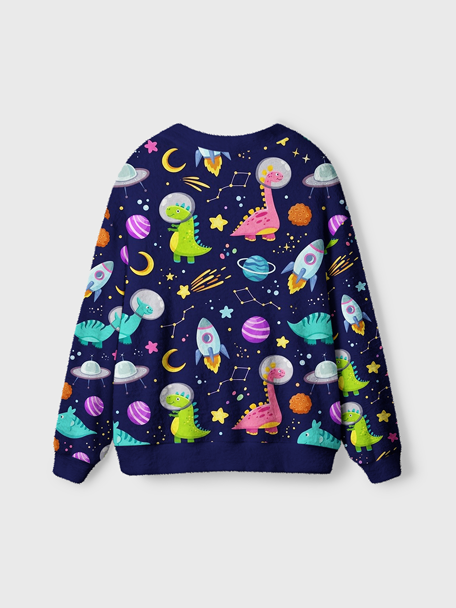 Vintage Space Astronaut Dinosaurs Spaceships Cardigan Sweaters