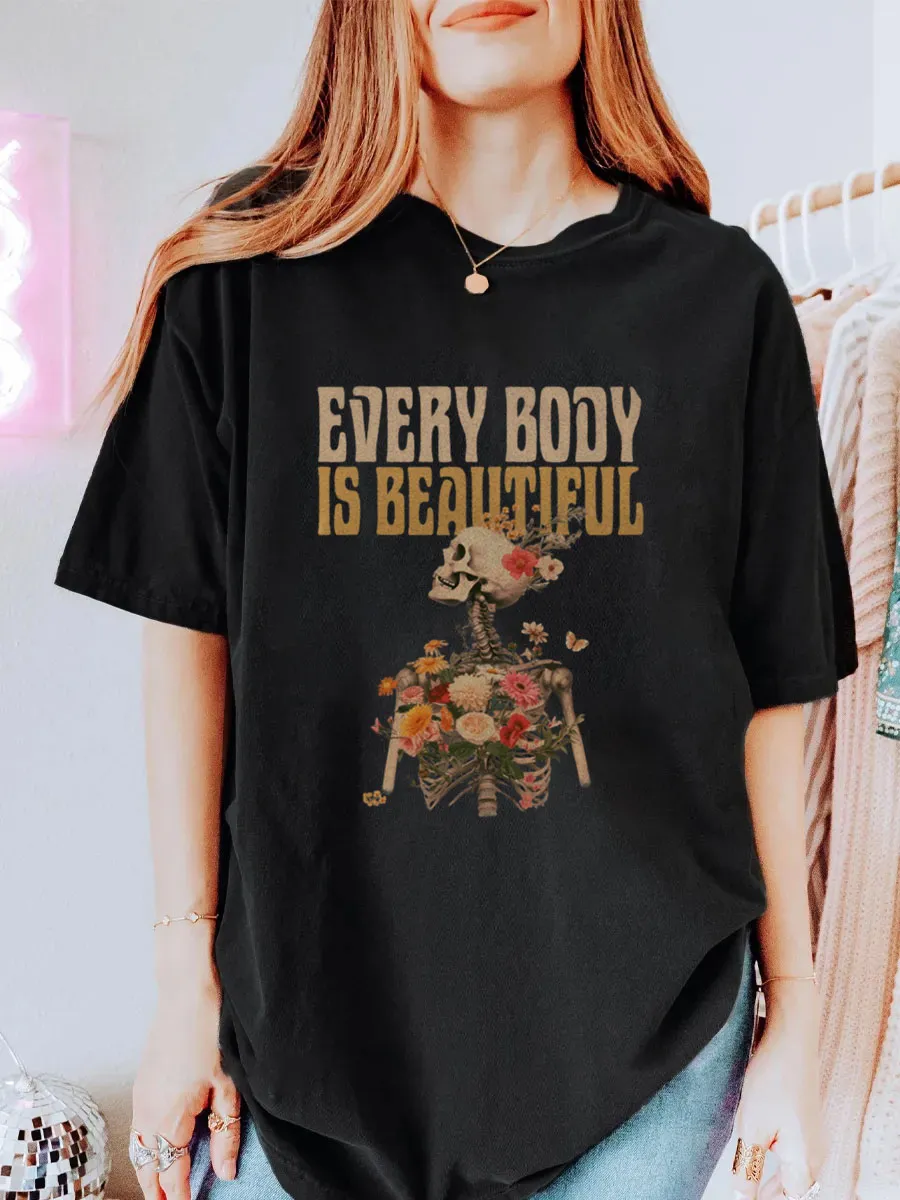 Vintage Every Body Is Beautiful Oversize Graphic Tee