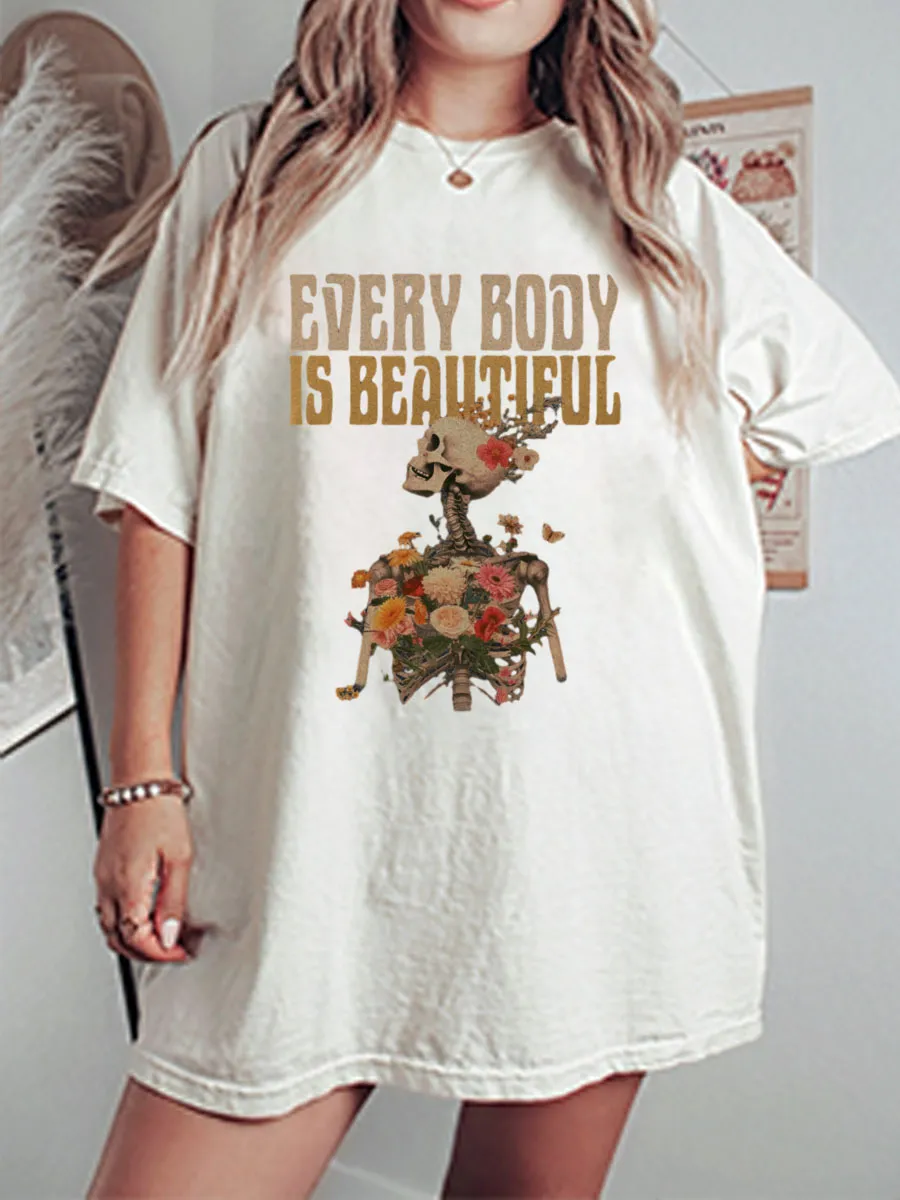 Vintage Every Body Is Beautiful Oversize Graphic Tee