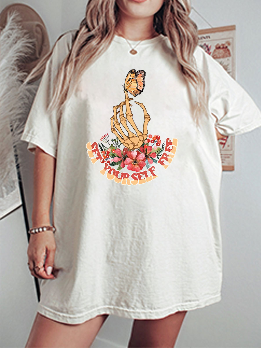 Vintage Set Yourself Free Oversize Graphic Tee