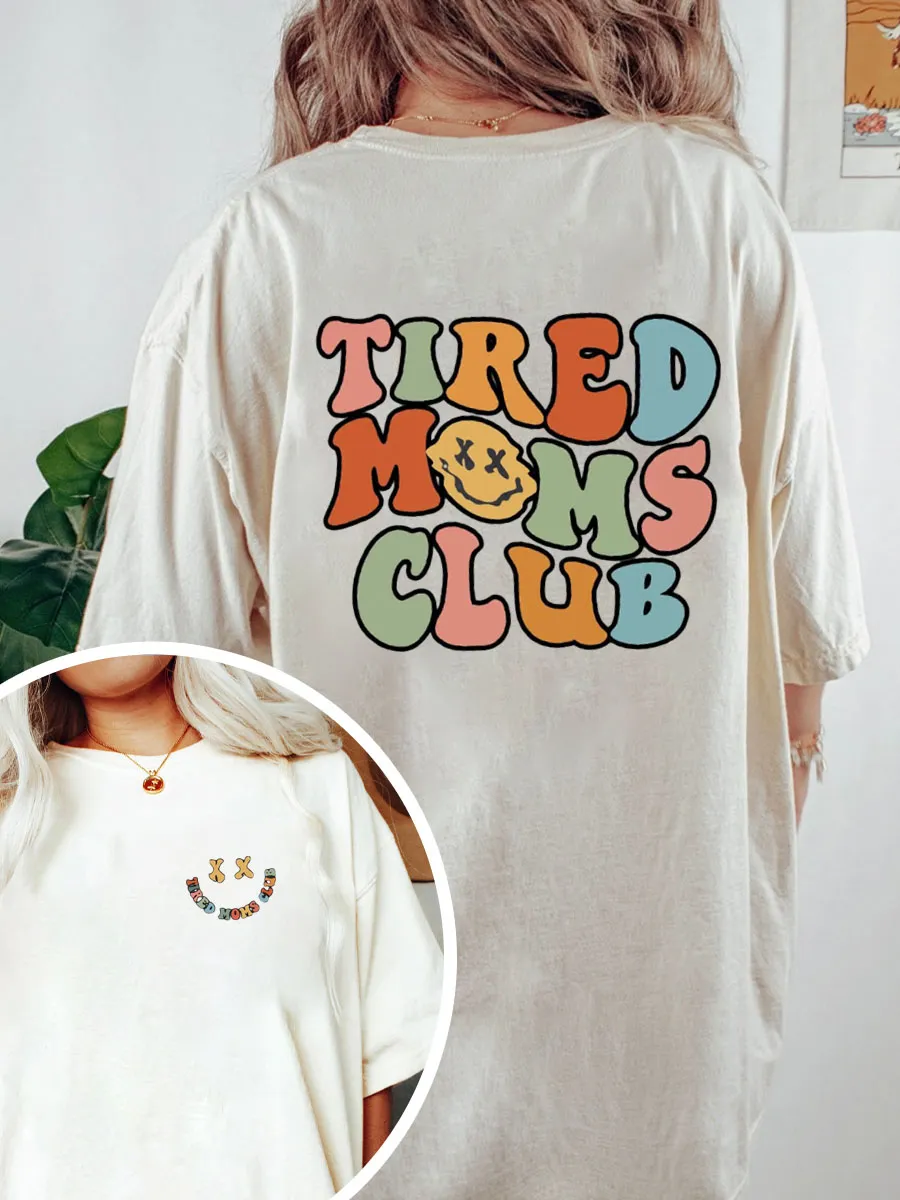 Vintage Tired Moms Club Oversize Graphic Tee