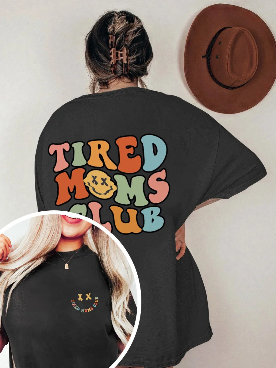 Vintage Tired Moms Club Oversize Graphic Tee