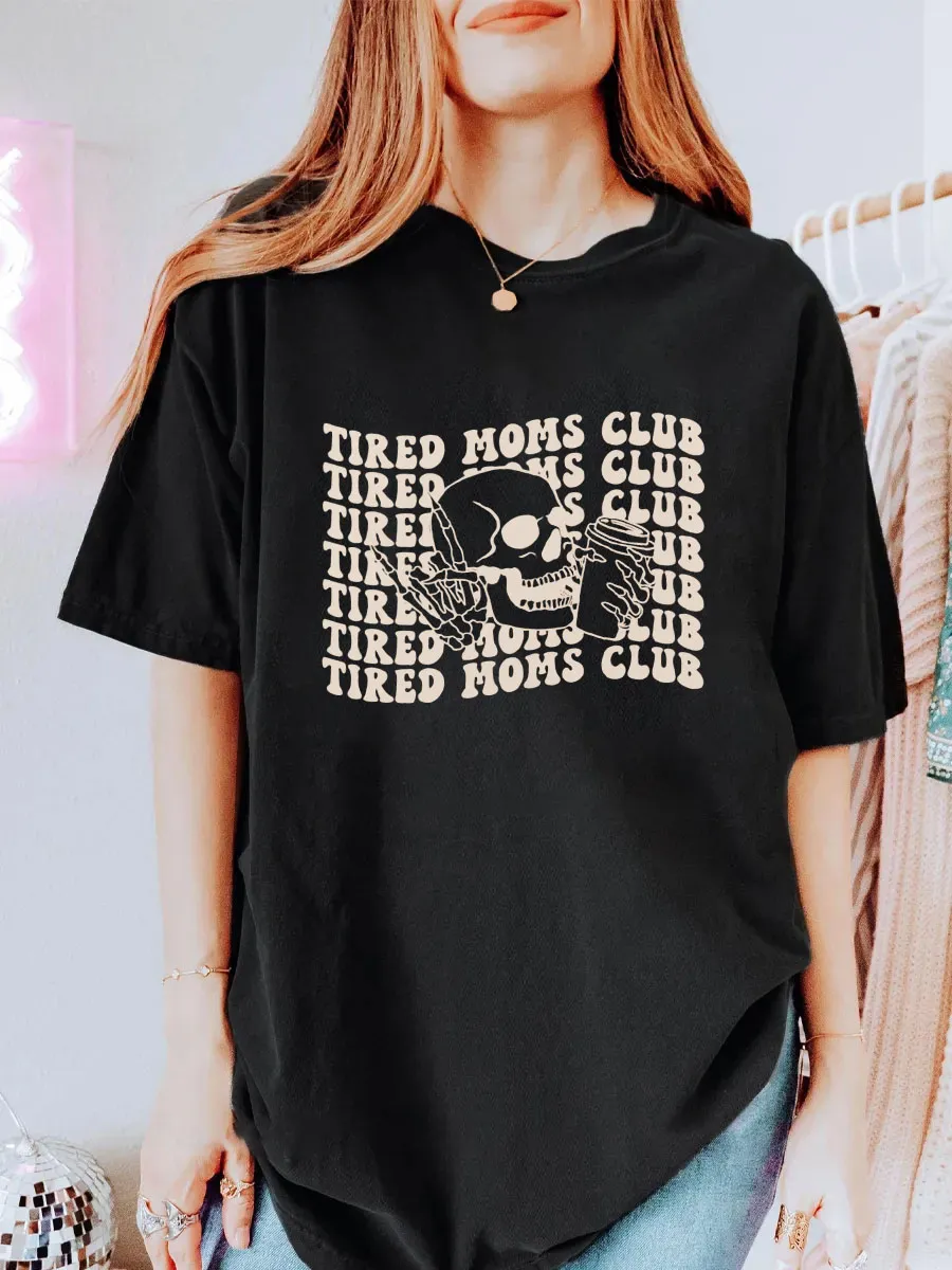 Vintage Tired Moms Club Oversize Graphic Tee
