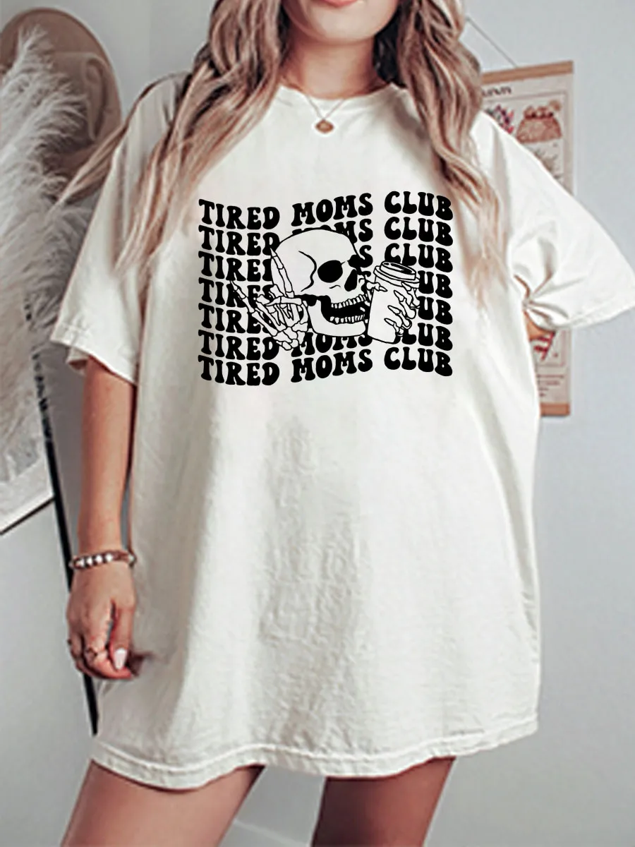 Vintage Tired Moms Club Oversize Graphic Tee
