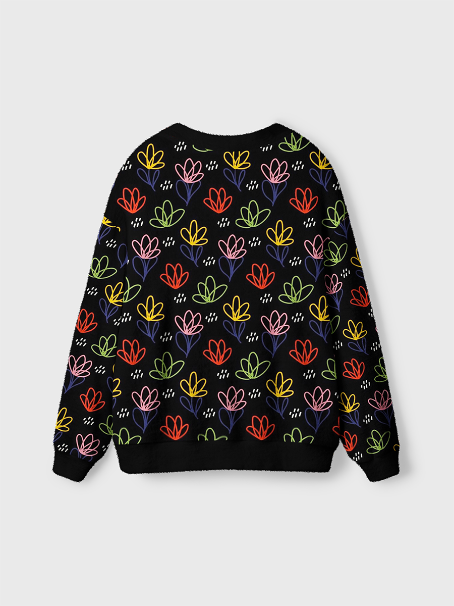 Vintage Minimalist Line Art Abstract Florals Cardigan Sweaters