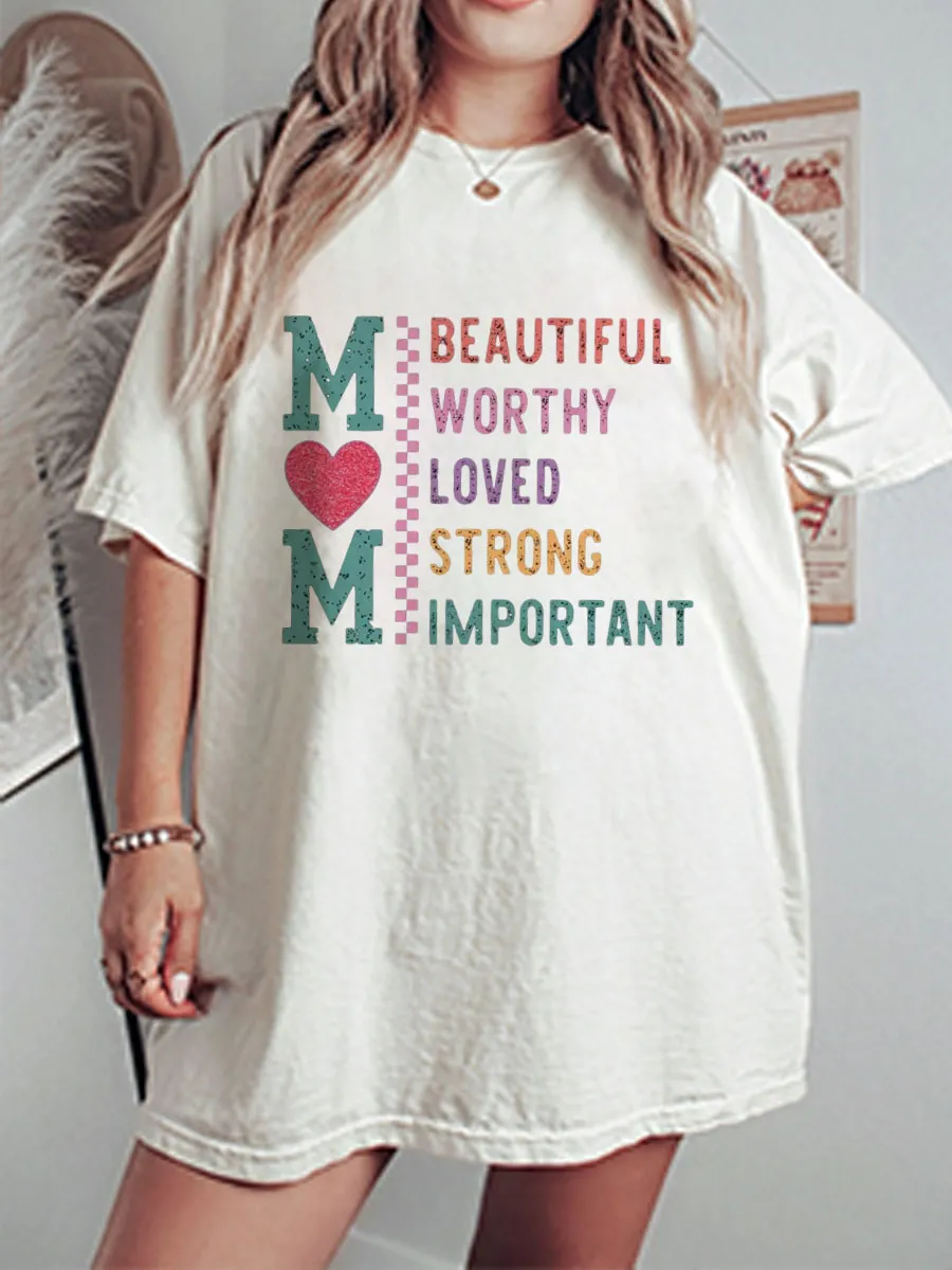 Vintage Beautiful Worthy Loved Strong Important Oversize Graphic Tee