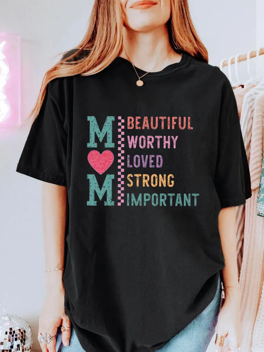 Vintage Beautiful Worthy Loved Strong Important Oversize Graphic Tee