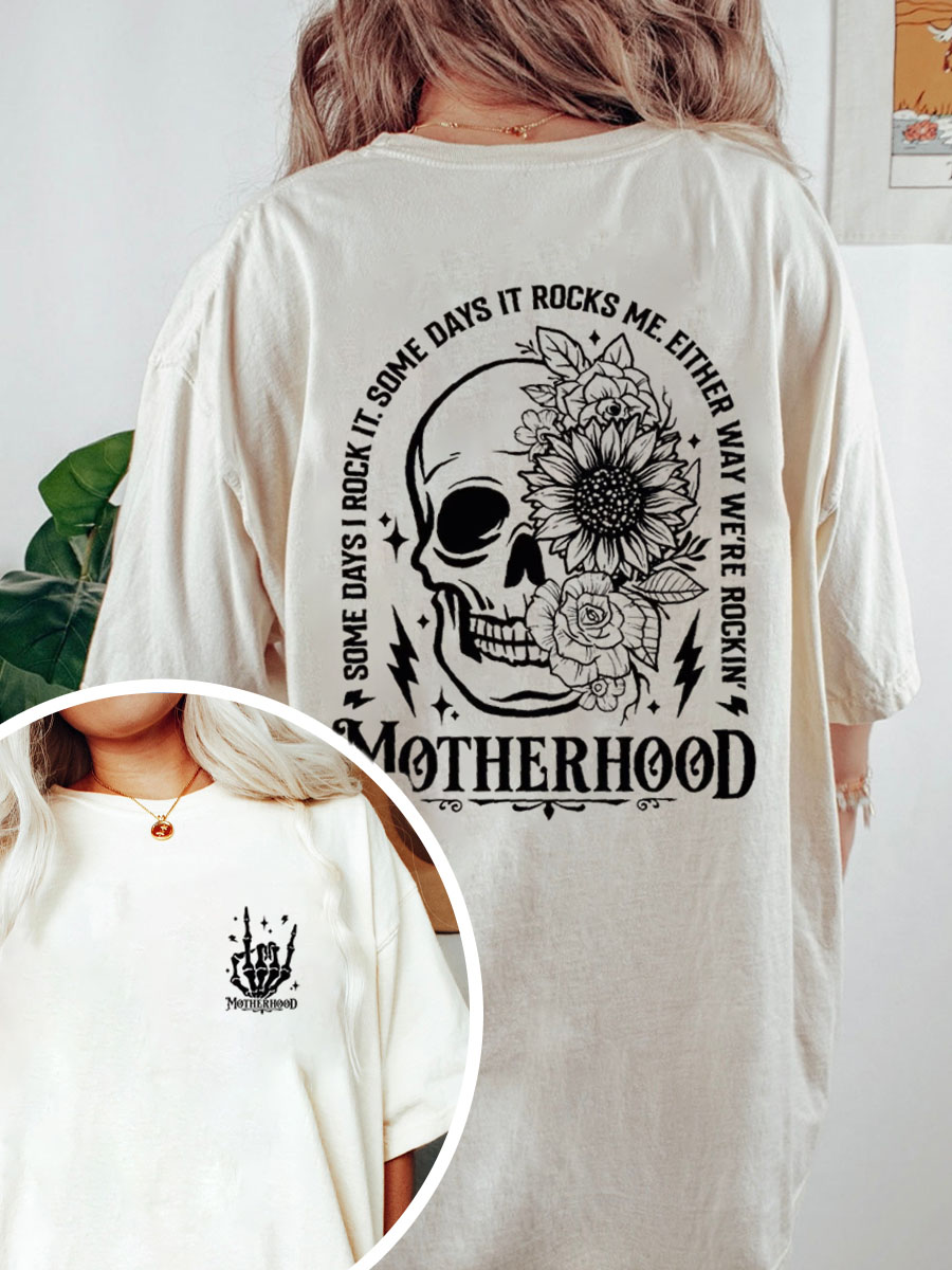 Vintage Motherhood Rock Skeleton Oversize Graphic Tee