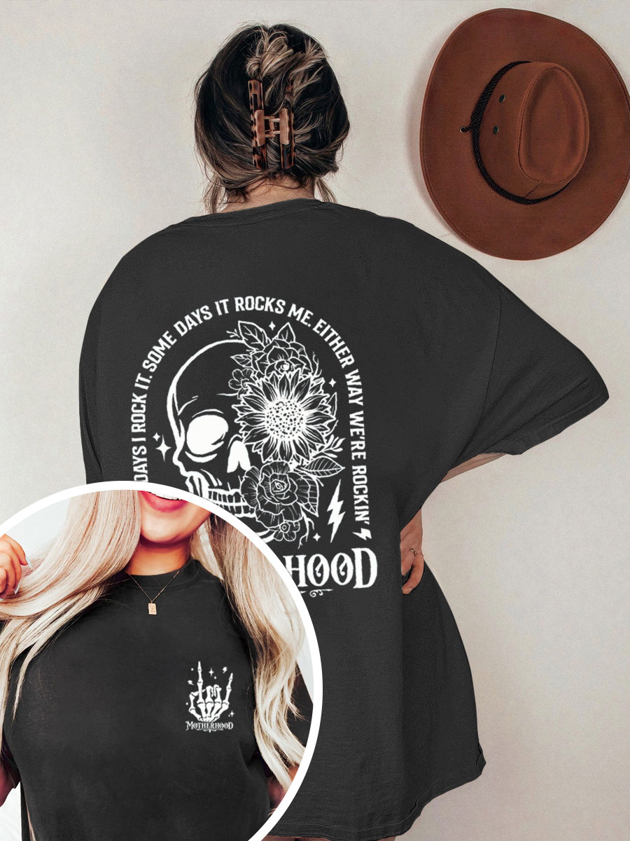 Vintage Motherhood Rock Skeleton Oversize Graphic Tee