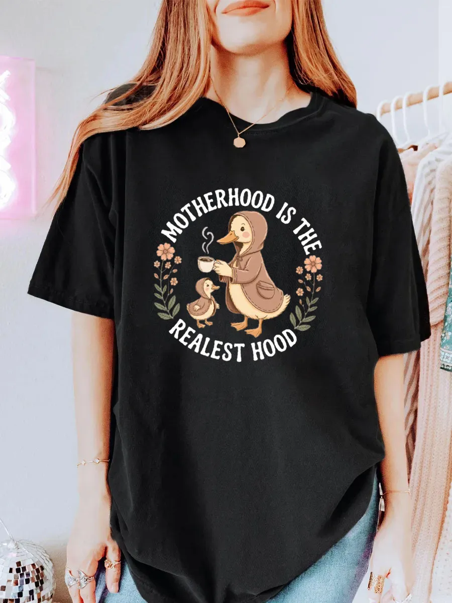 Vintage Motherhood Is The Realest Hood Oversize Graphic Tee