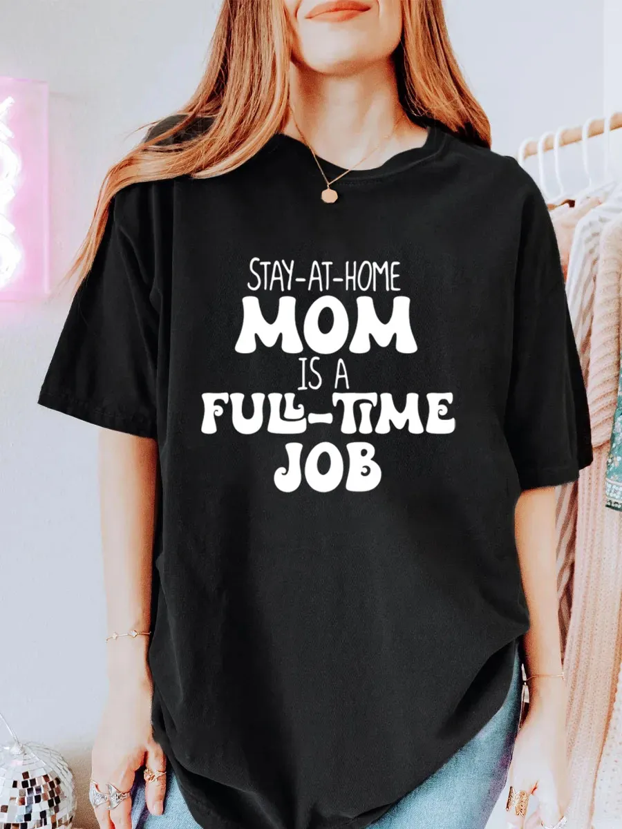 Vintage Stay At Home Mom Full-Time Job Oversize Graphic Tee