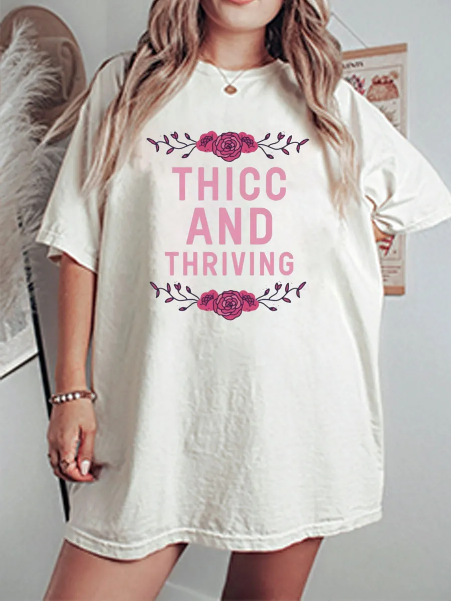 Vintage Thicc And Thriving Oversize Graphic Tee