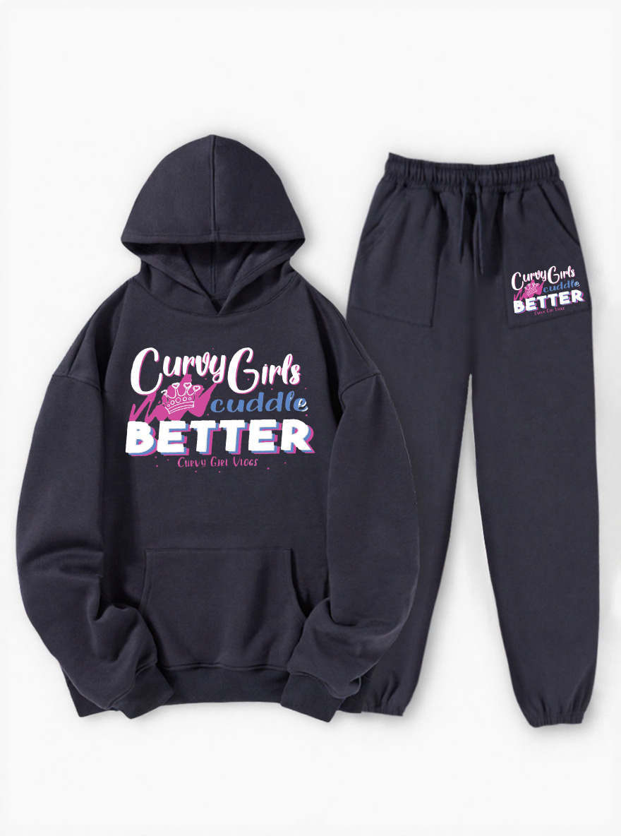 Vintage Curvy Girls Cuddle Better Fleece Hoodie Suit
