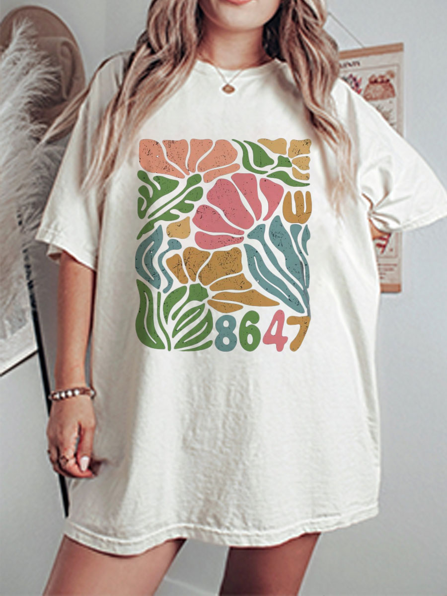 Vintage Floral Boho Oversize Graphic Tee