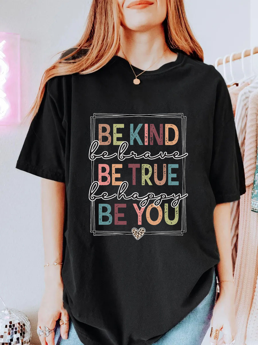 Vintage Be Kind Be Brave Oversize Graphic Tee