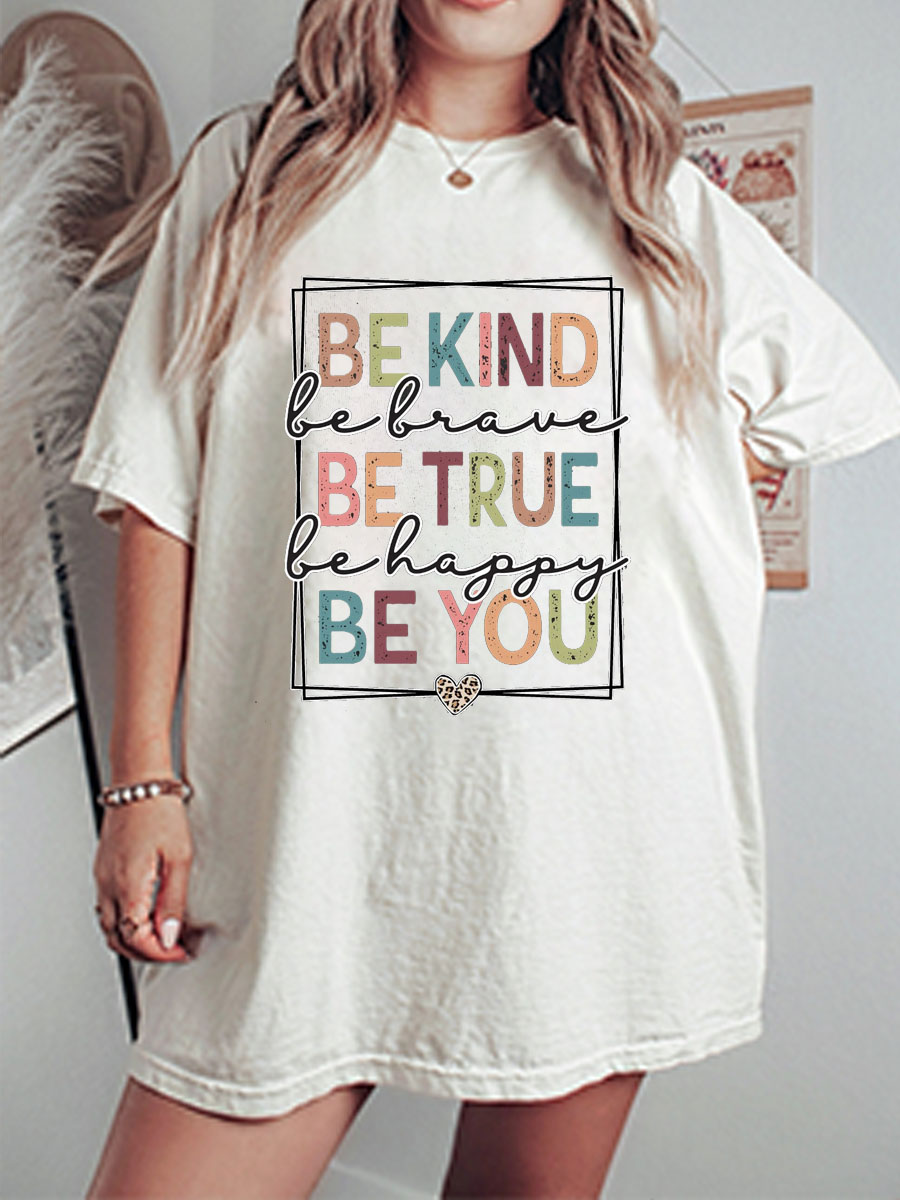 Vintage Be Kind Be Brave Oversize Graphic Tee