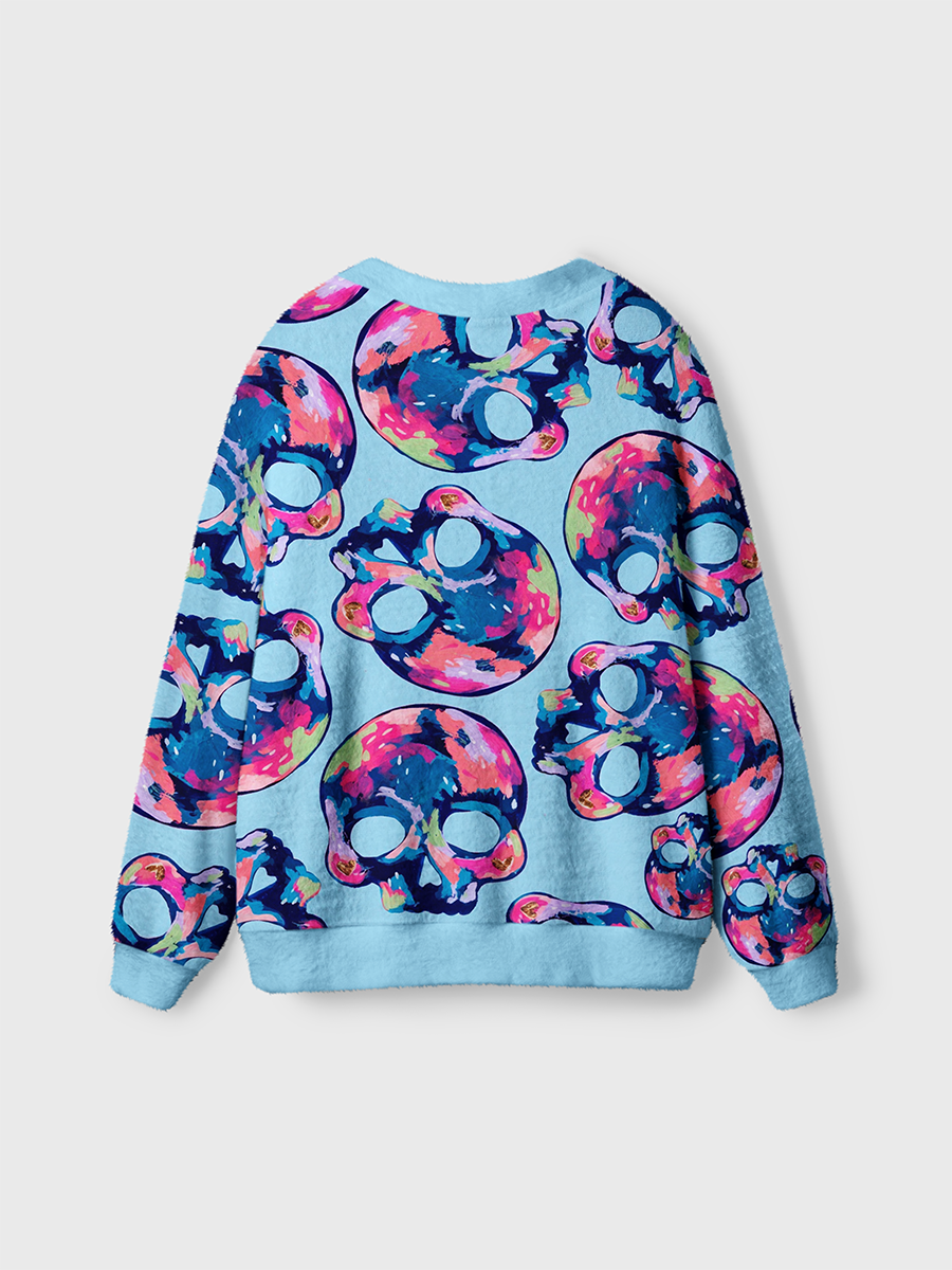 Vintage Abstract Graffiti Colorful Artistic Skulls Cardigan Sweaters