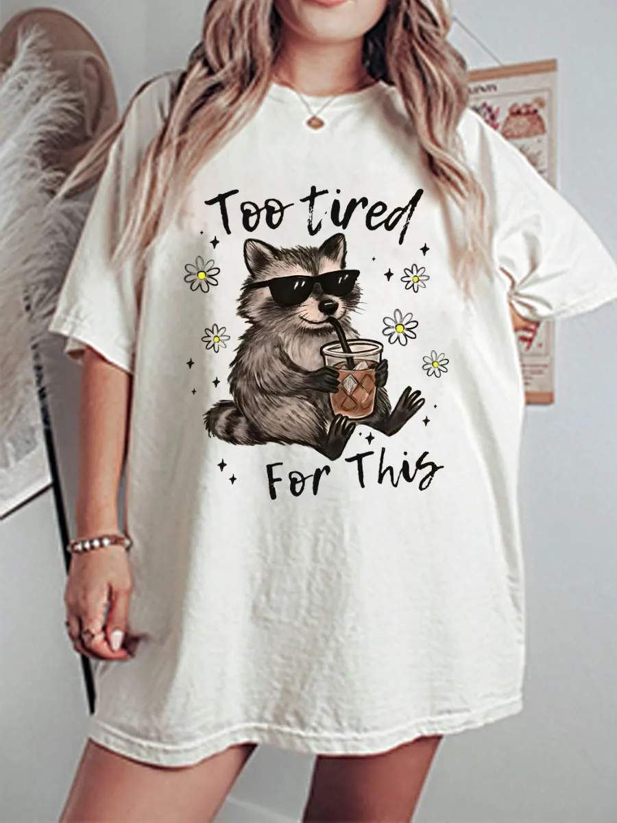 Vintage Too Tired For This Oversize Graphic Tee