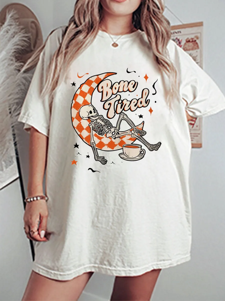 Vintage Bone Tired Oversize Graphic Tee