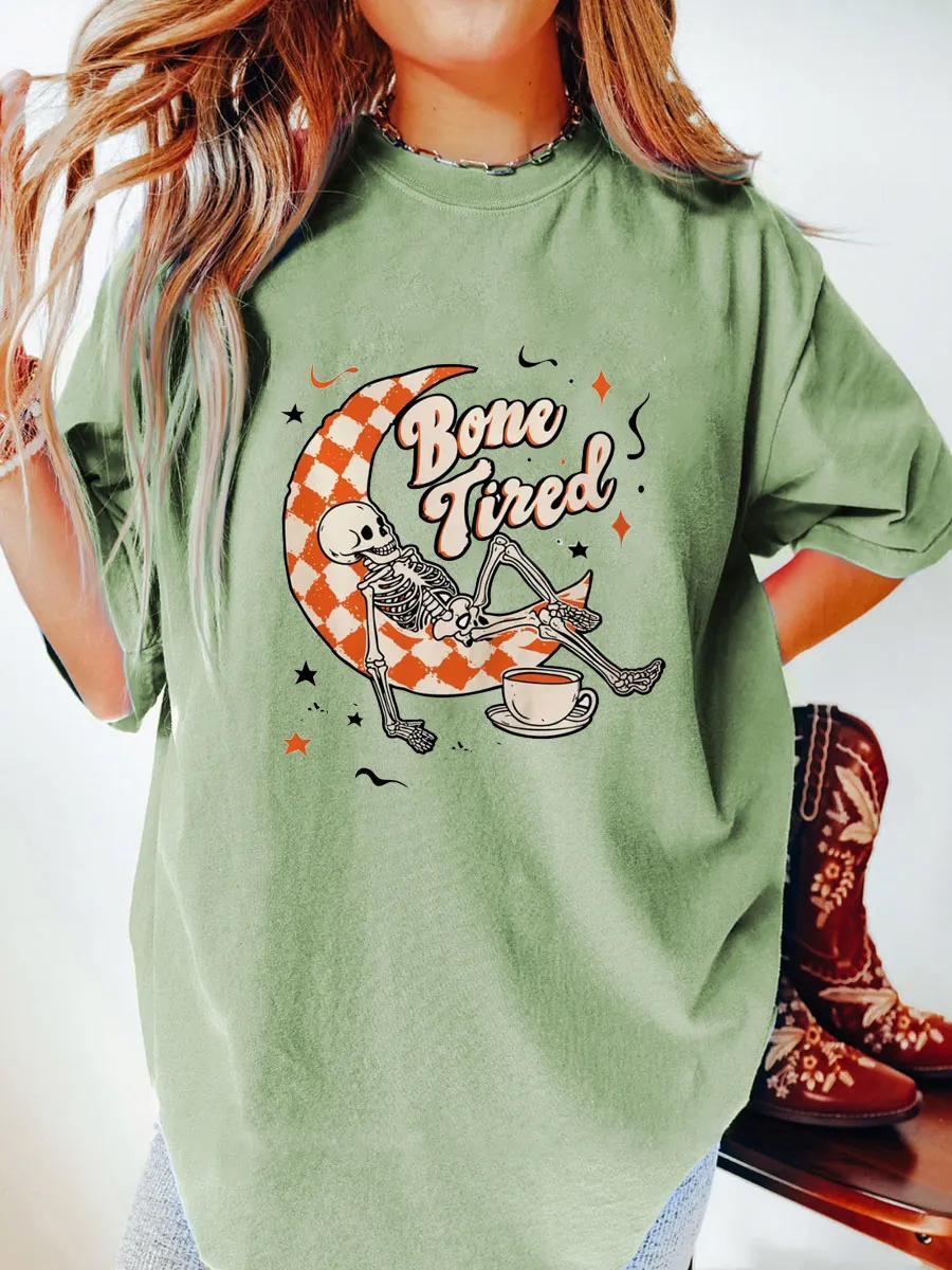 Vintage Bone Tired Oversize Graphic Tee