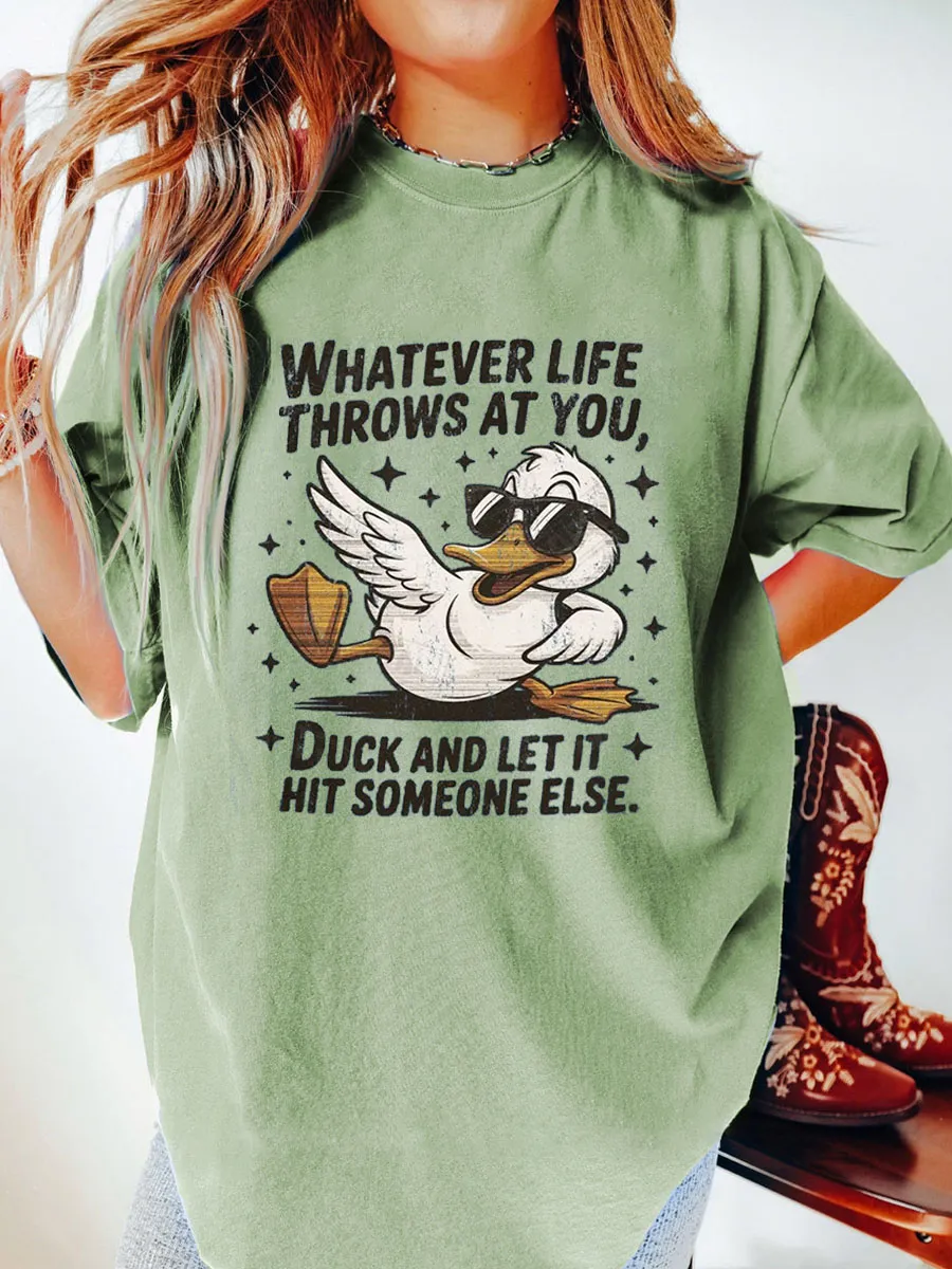 Vintage Whatever Life Throws At You Oversize Graphic Tee