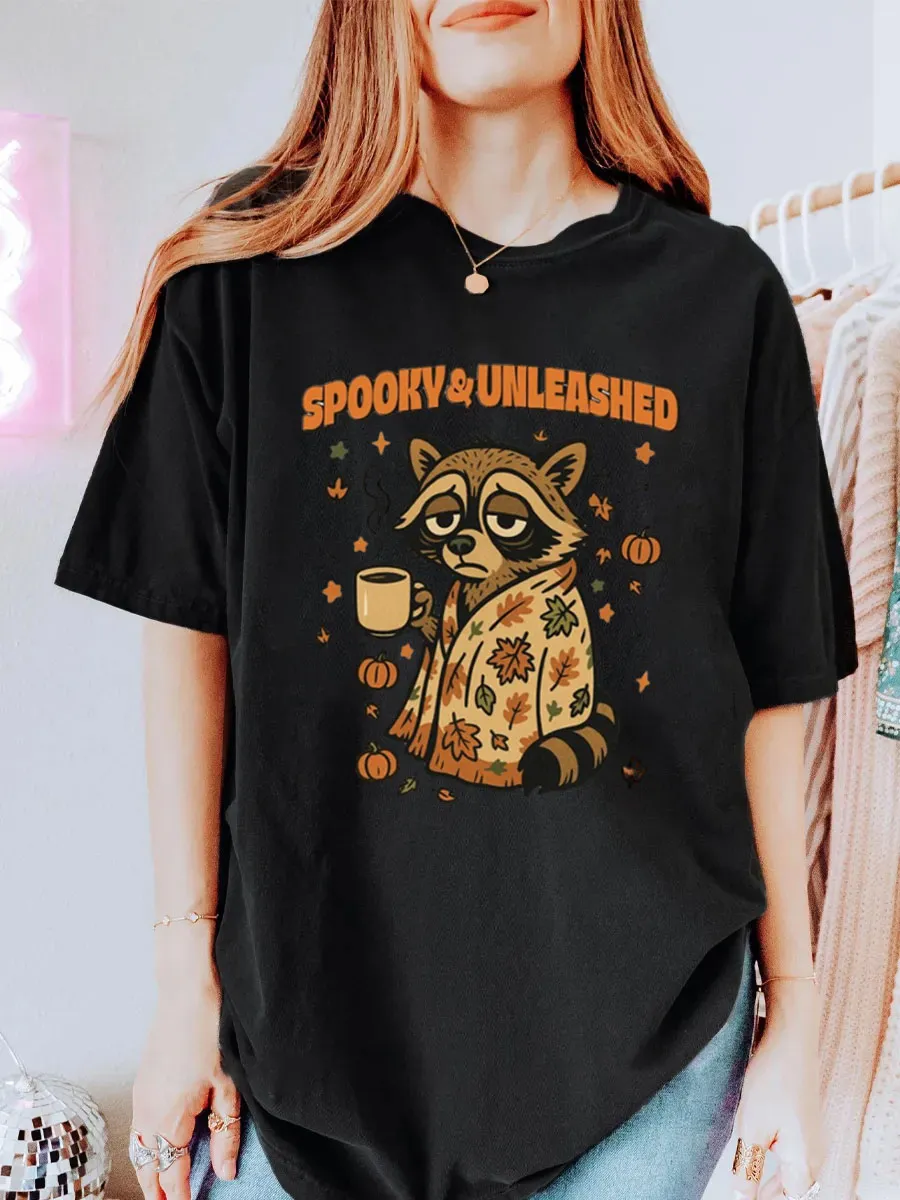 Vintage Spooky And Unleashed Oversize Graphic Tee