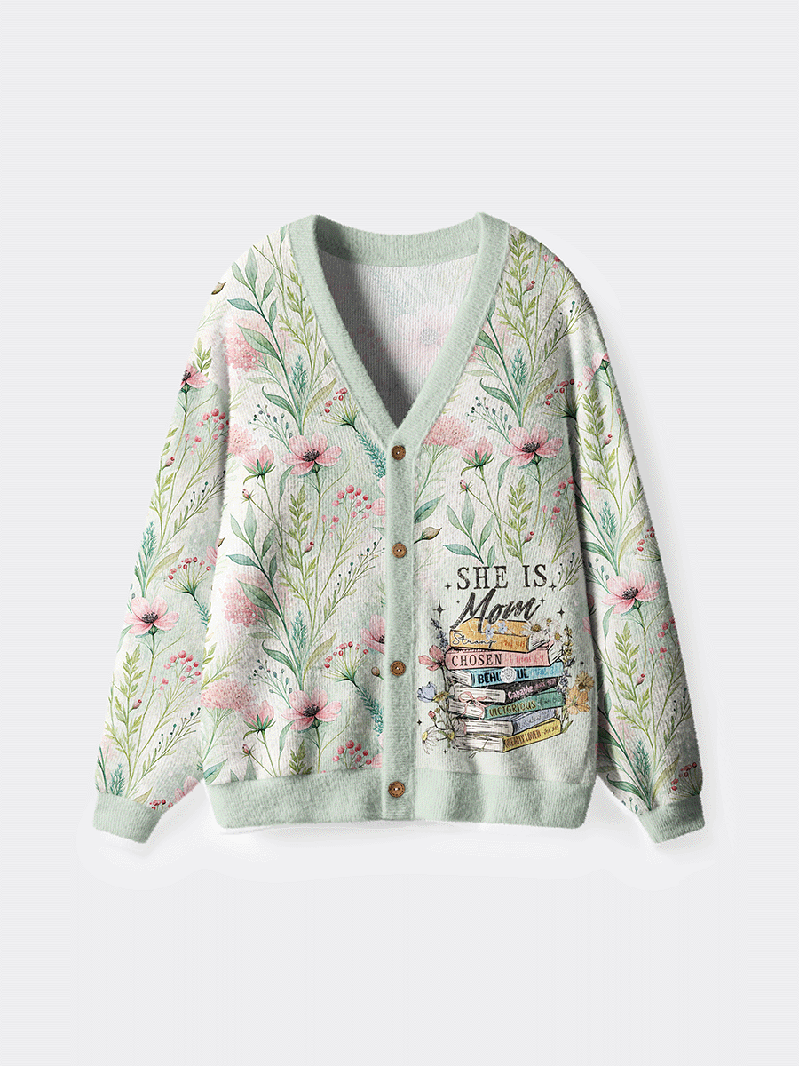 Vintage She Is Mom Book Cardigan Sweaters