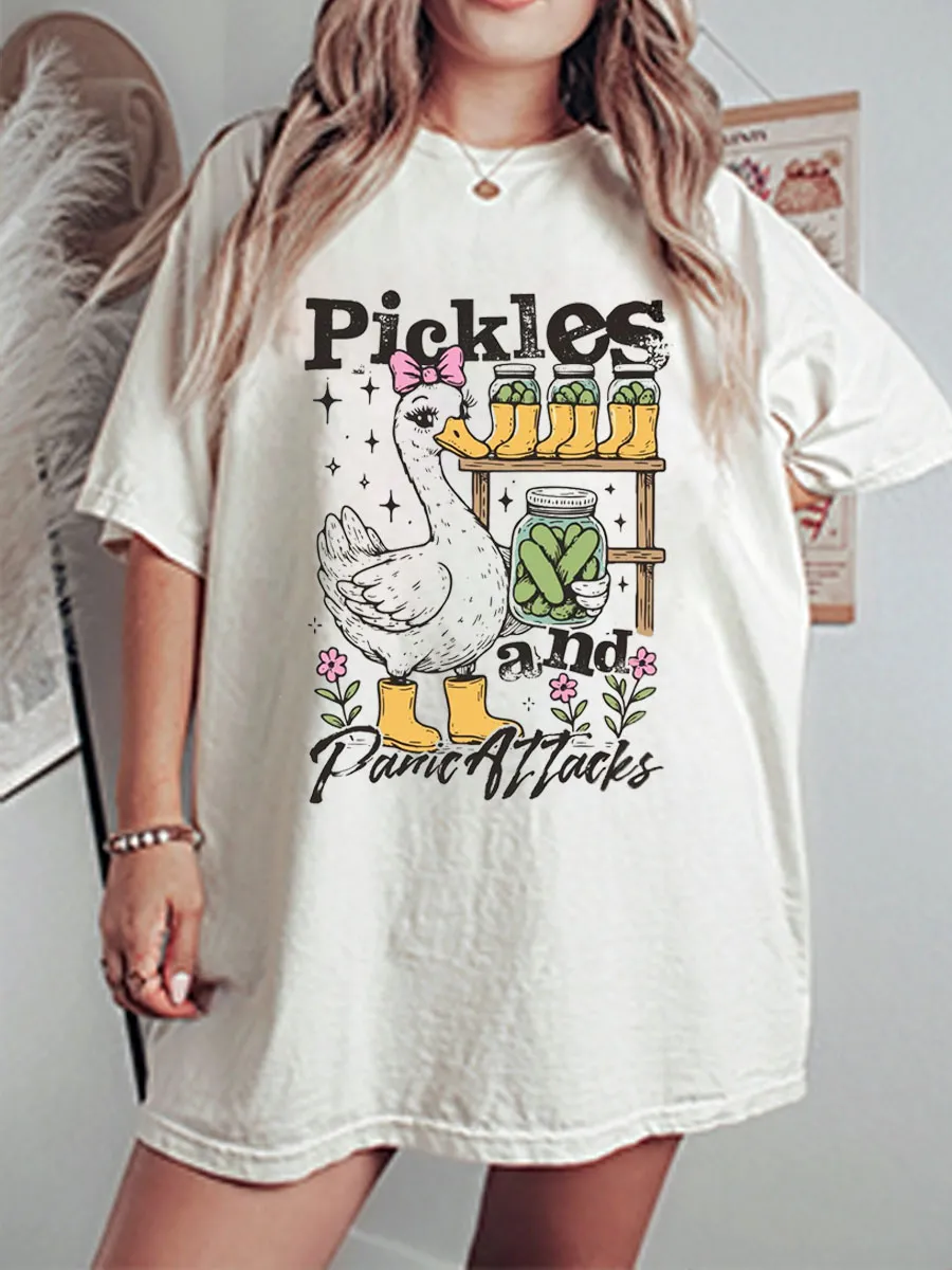 Vintage Pickles And Panic Attacks Oversize Graphic Tee