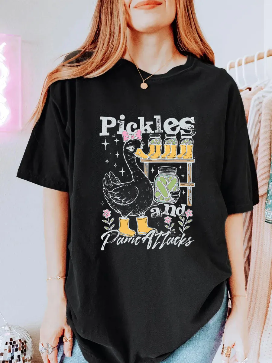 Vintage Pickles And Panic Attacks Oversize Graphic Tee