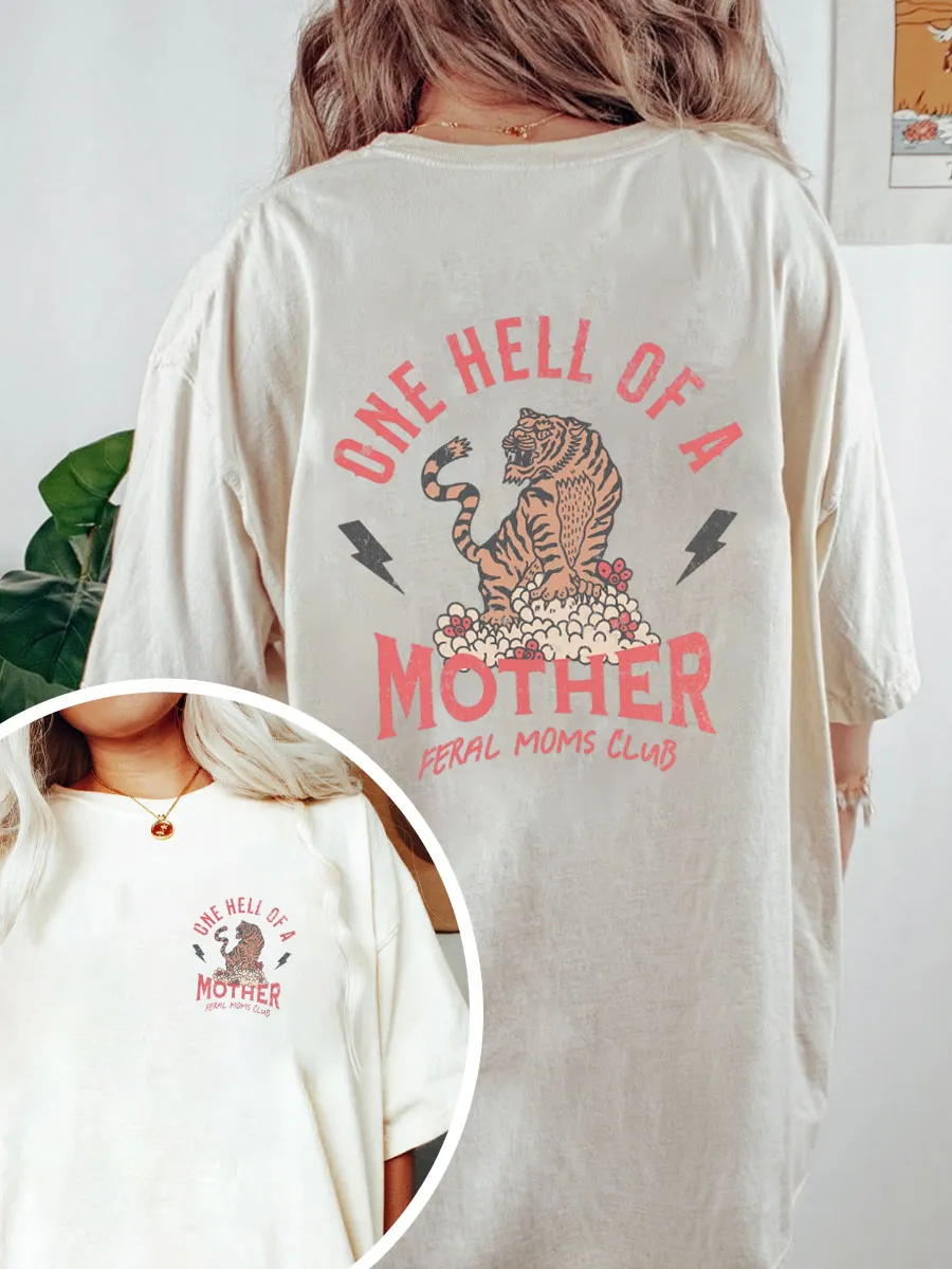 Vintage One Hell Of A Mother Trendy Oversize Graphic Tee