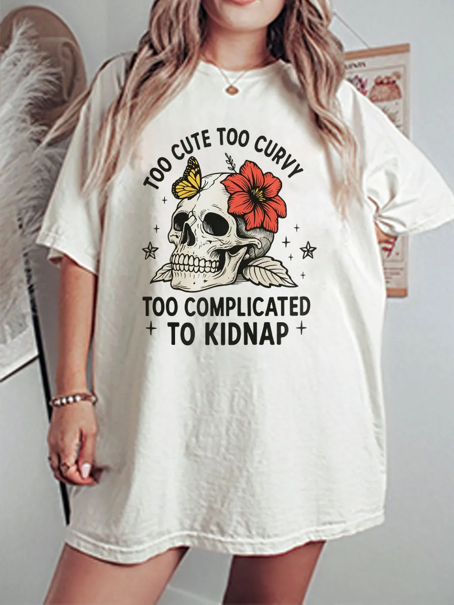 Vintage Too Cute Too Curvy Oversize Graphic Tee
