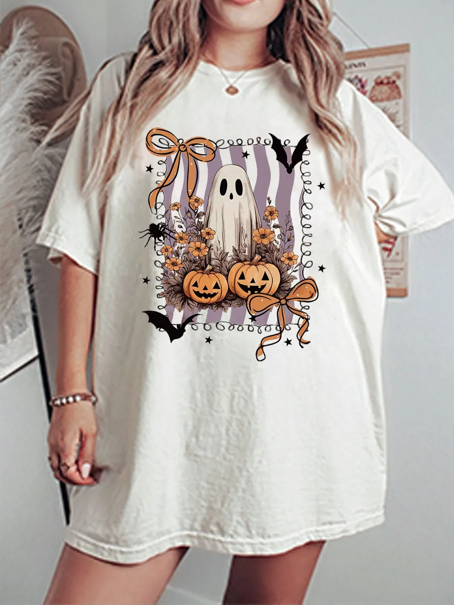 Vintage Preppy Floral Ghost Oversize Graphic Tee