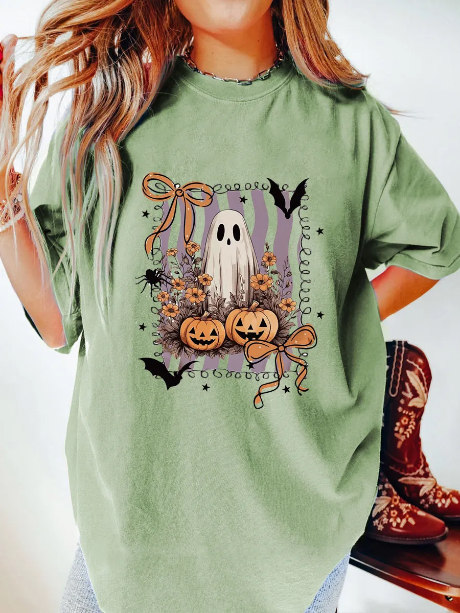 Vintage Preppy Floral Ghost Oversize Graphic Tee