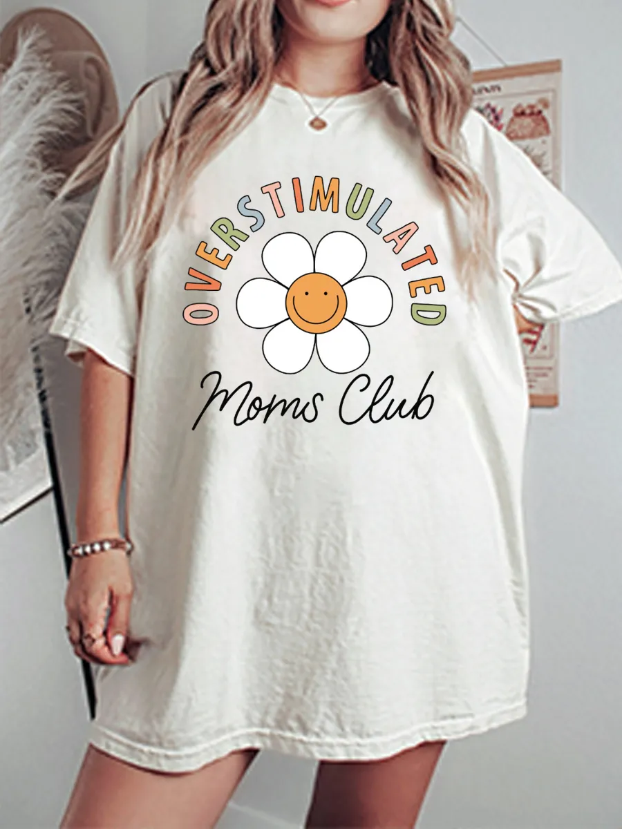 Vintage Overstimulated Moms Club Oversize Graphic Tee