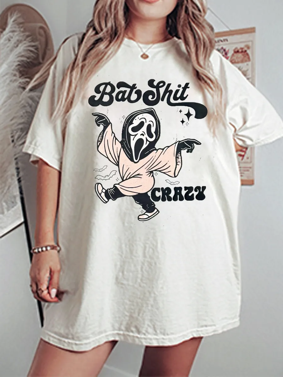 Vintage Bat Shit Crazy Oversize Graphic Tee