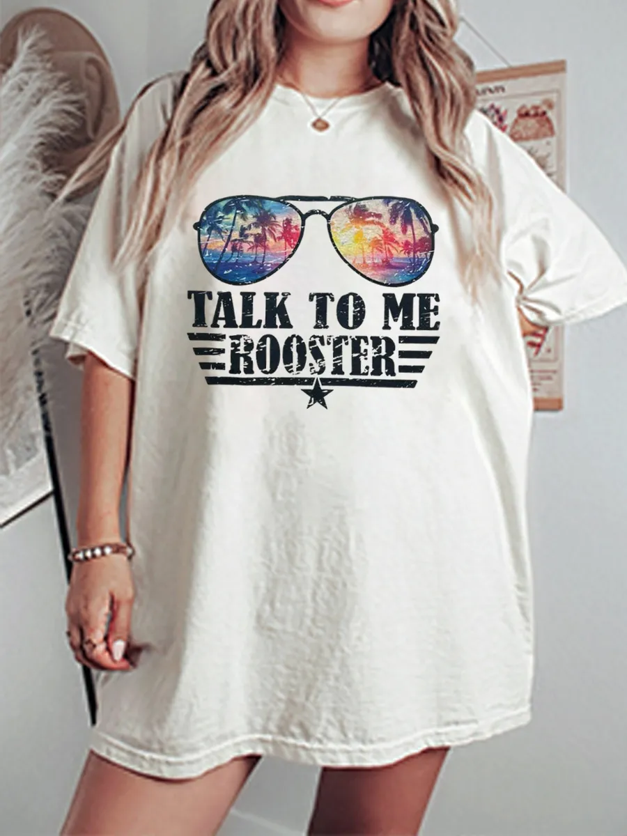 Vintage Talk To Me Oversize Graphic Tee