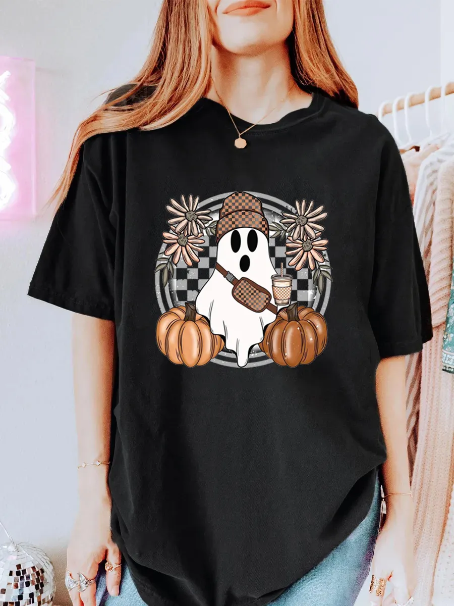 Vintage Checkered Ghostie Oversize Graphic Tee