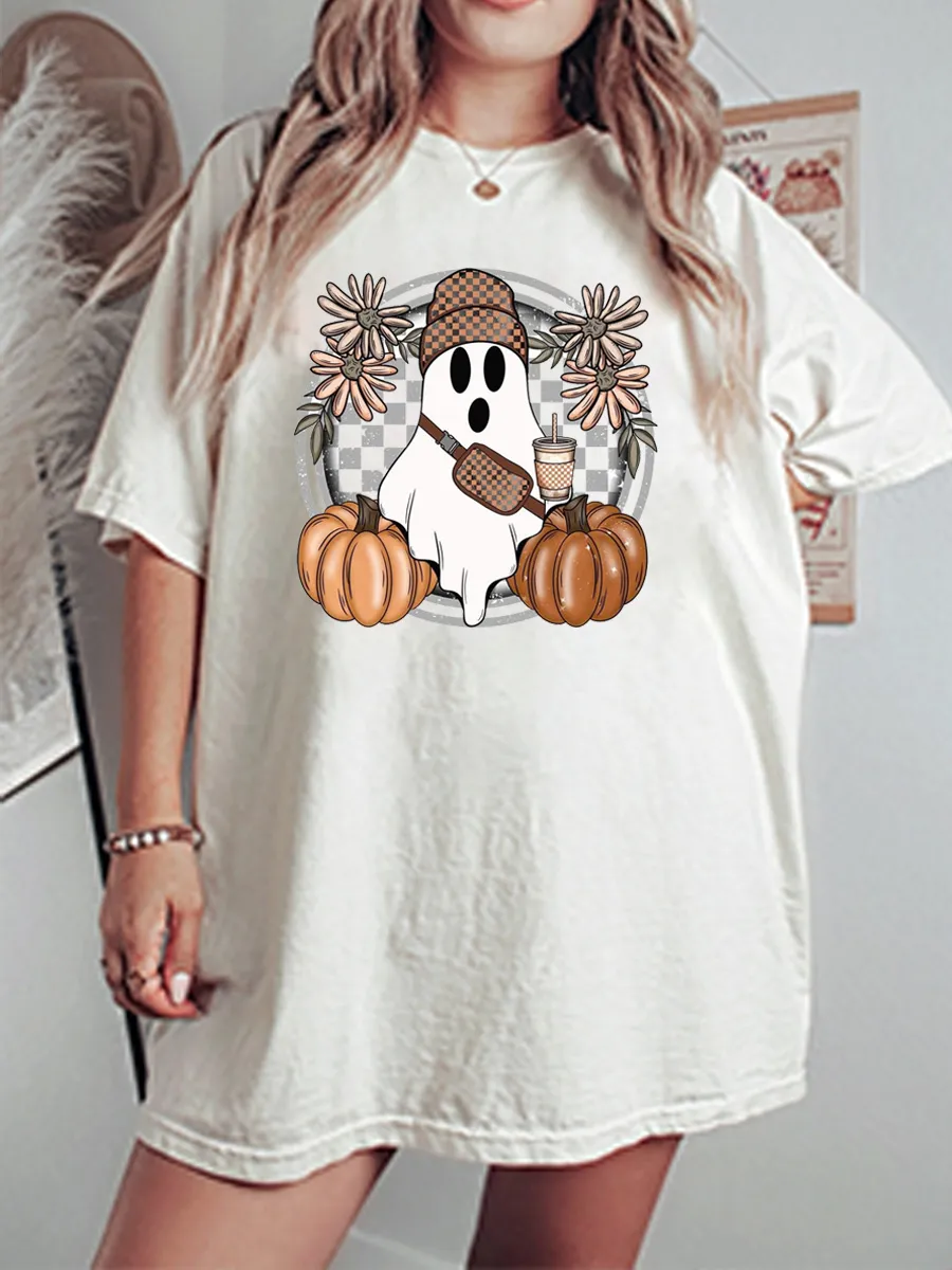 Vintage Checkered Ghostie Oversize Graphic Tee