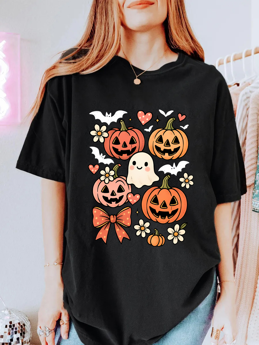 Vintage Floral Pumpkin Oversize Graphic Tee
