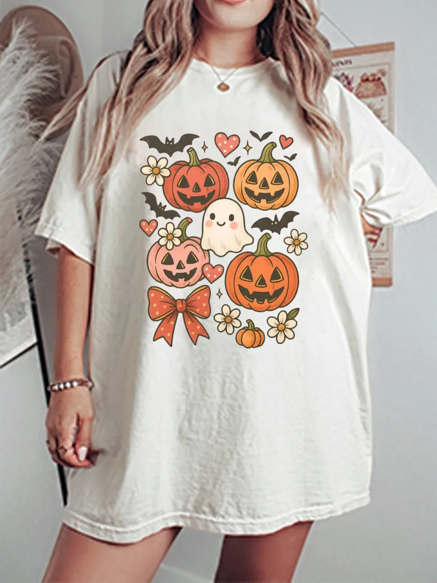 Vintage Floral Pumpkin Oversize Graphic Tee