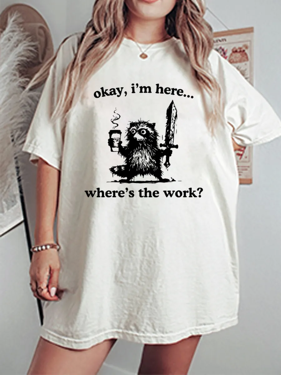 Vintage Where's The Work Oversize Graphic Tee