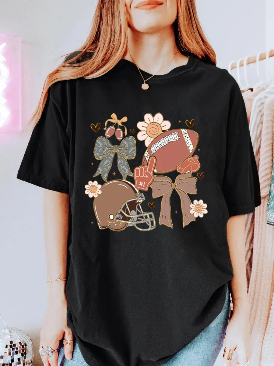 Vintage Fall Football Oversize Graphic Tee
