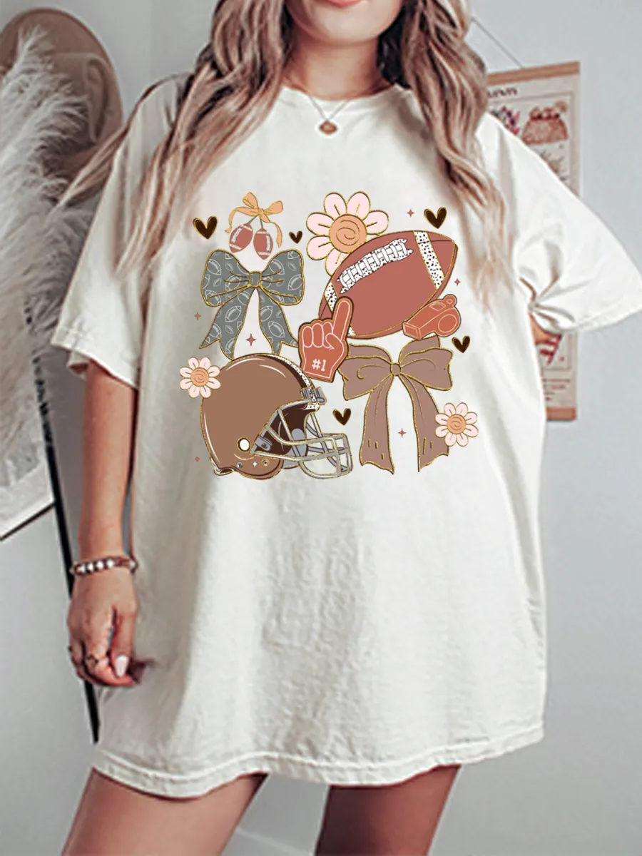 Vintage Fall Football Oversize Graphic Tee