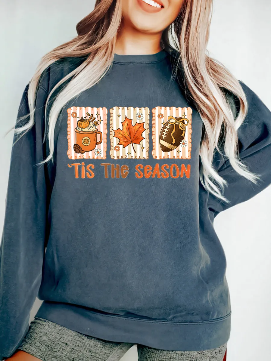 Vintage Tis The Season Oversize Graphic Sweatshirt
