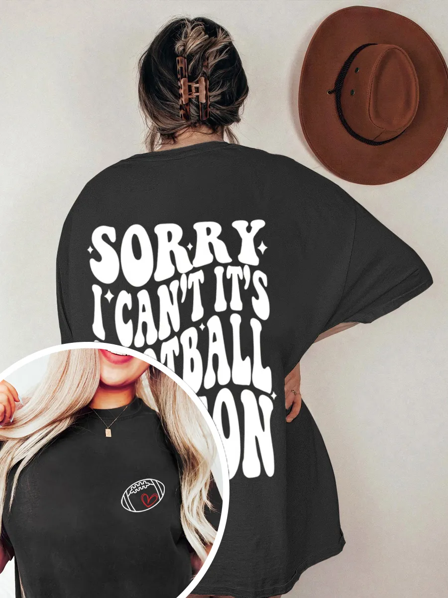 Vintage Sorry I Can't Its Football Season Oversize Graphic Tee